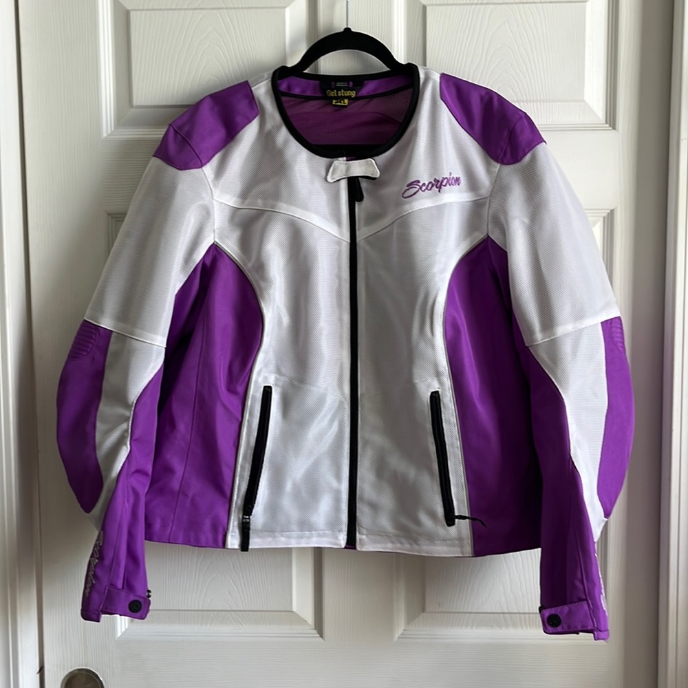 Scorpion Moto Padded‎ Riding Jacket / Purple & White / SZ 2XL